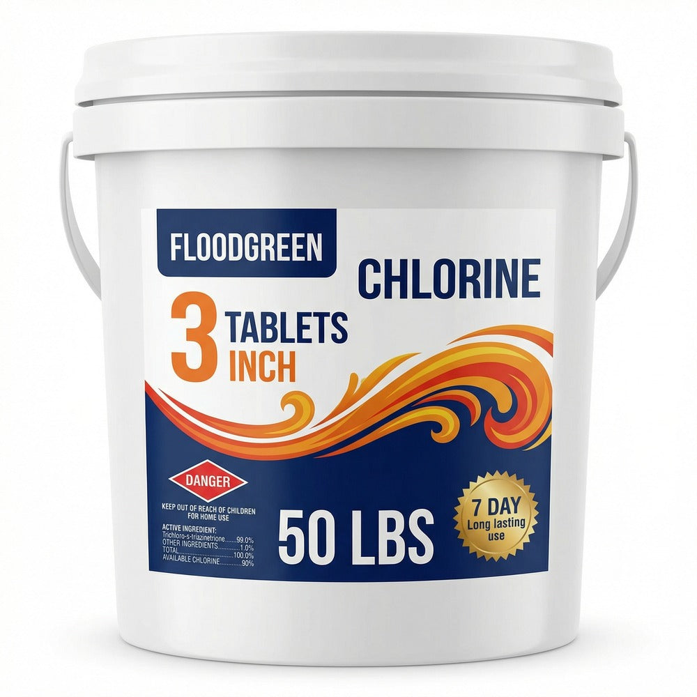 Floodgreen 50 LBS 3 inch Chlorine tablets for Pool